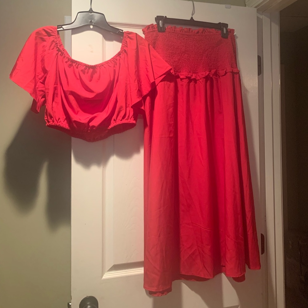 Red 2-pc skirt set